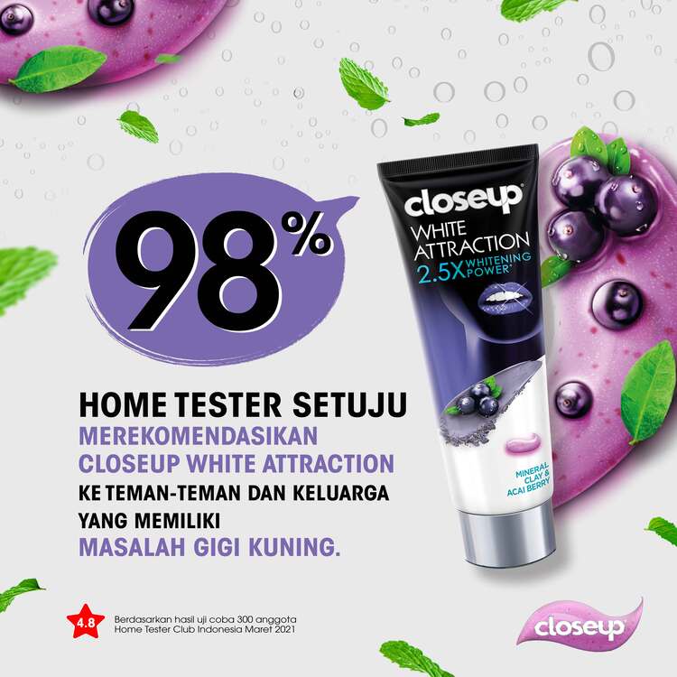 Closeup White Attraction Toothpaste Pasta Gigi Acai Berry 2.5X Gigi Lebih Putih 100 Gr