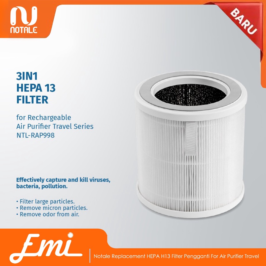 Notale Replacement HEPA H13 Filter Pengganti For Air Purifier Travel