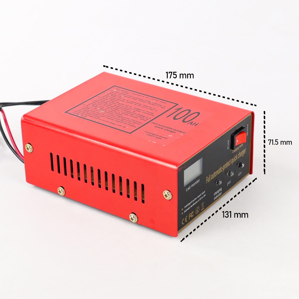 Charger Aki Mobil Lead Acid Smart Battery Charger 12V/24V 6-200AH- DQWL-20 - OMRSISRE Red