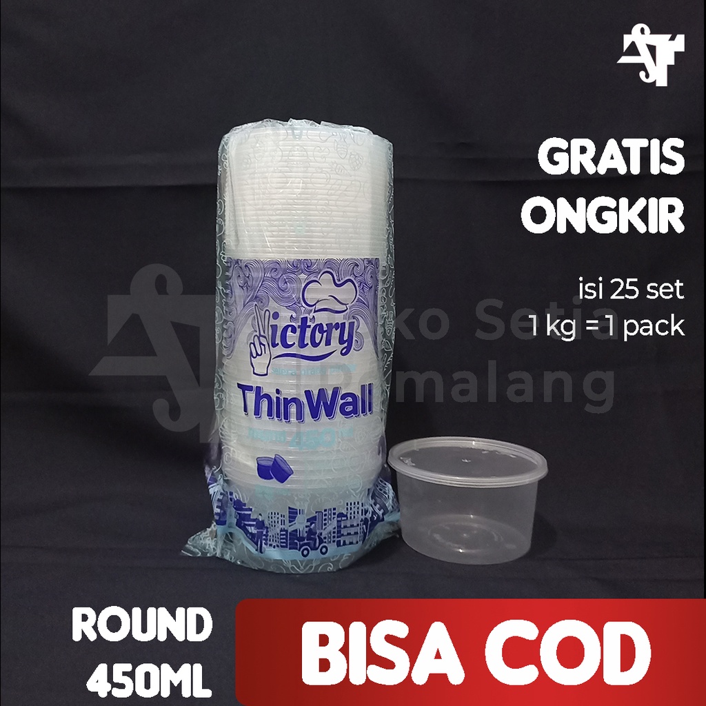 Mangkok Plastik Thinwall 450ml Bulat Mangkuk Cup Puding Tempat Bubur Kotak Makan Per Pack isi PER PA