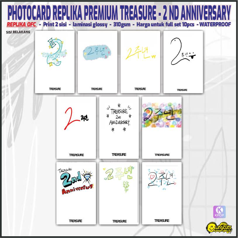 Photocard Full Set Premium Treasure 2nd Anniversary / Print 2 sisi laminasi glossy / anti air tidak luntur