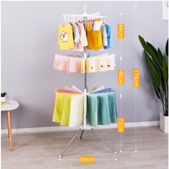 【COD+Pengiriman Cepat】YUN Mall Jemuran Handuk Baju Kaos Kaki Bayi Stand Hanger Berdiri Lipat Foldable Drying Rack 3 Susun/ 2 Sunsun