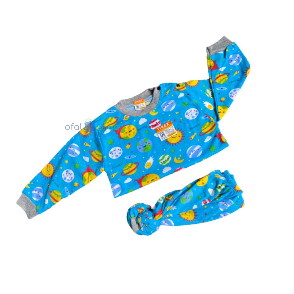setelan piyama baju panjang celana panjang anak/bayi printing karakter merk tirex