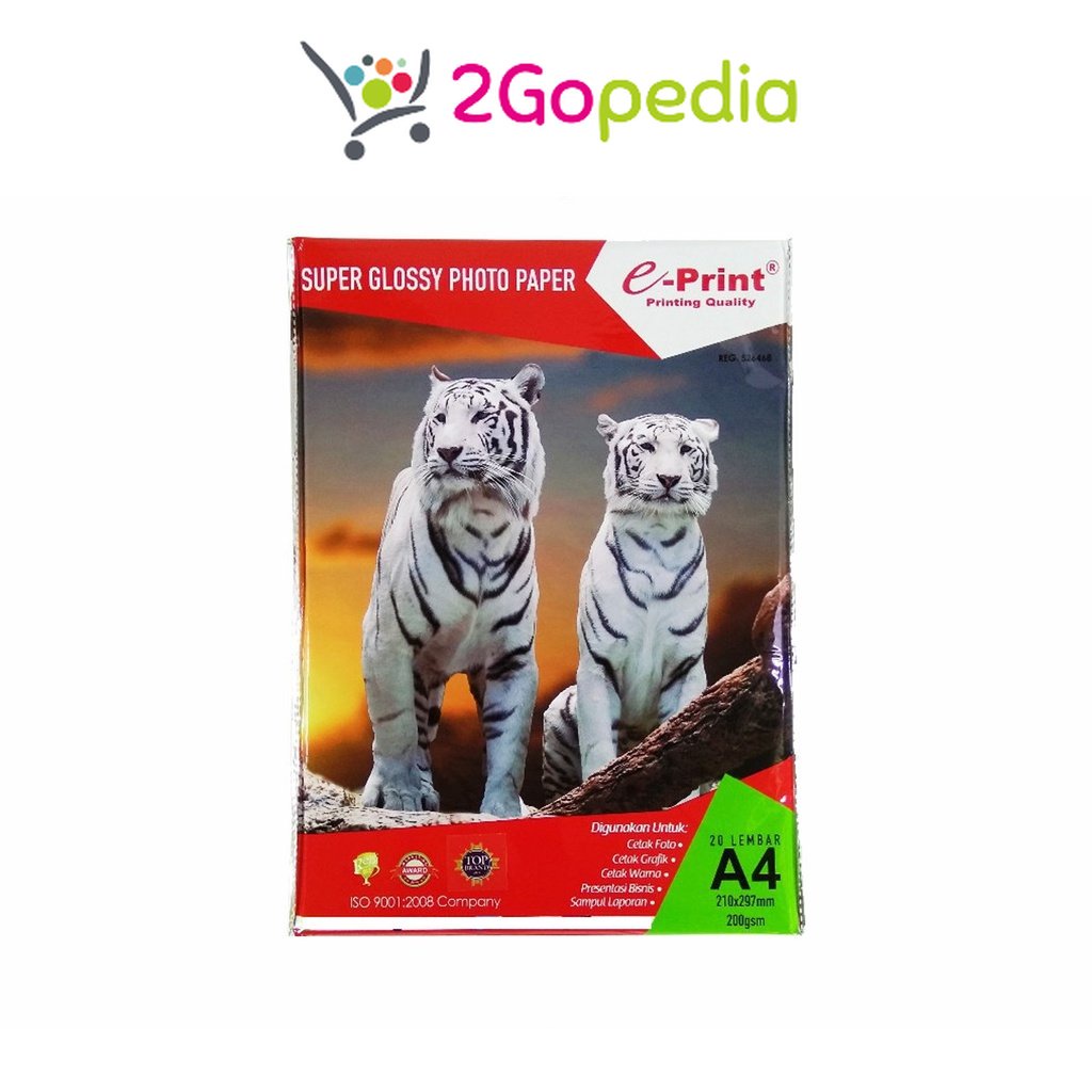 

Super Glossy Photo Paper A4 180 Gsm Aluminium Pack 20 Lembar e-Print Grosir Murah Atk