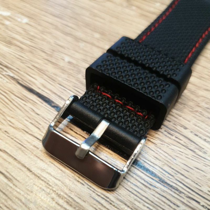 Strap tali jam tangan silicon silikon list merah universal ukuran 20mm 22mm 20 mm 22 mm gesper stainless steel