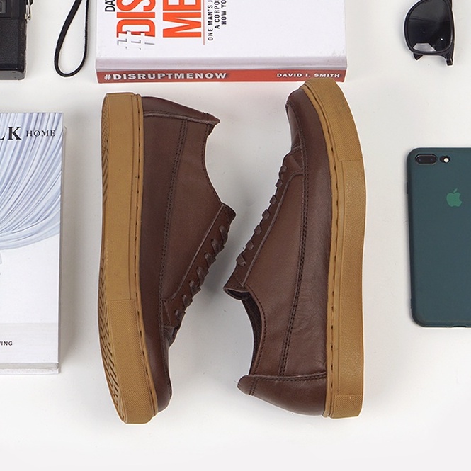 Olaf Brown (Kulit Asli) - Sepatu Sneakers Pria Casual Sneker Pria Cowok Original