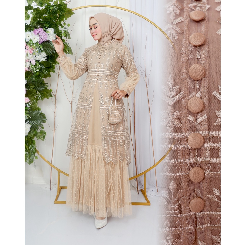 Permata Olshop / Kebaya Gamis Nauma JN / Kebaya Modern / Gamis Kondangan / Gamis Pesta Mewah