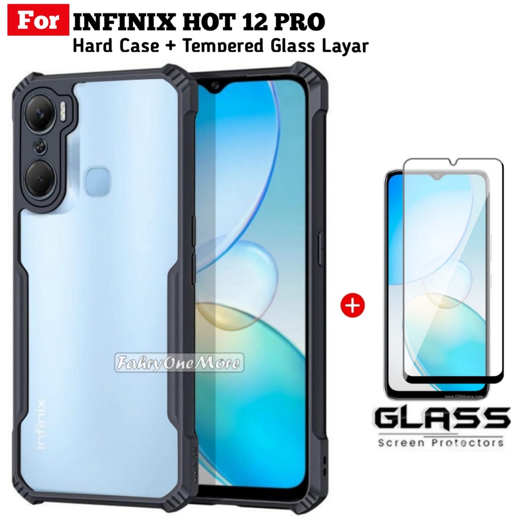Hard Case Infinix Hot 12 Pro NFC Case Shockproof Fusion Transparant Free Anti Gores Layar Handphone Warna