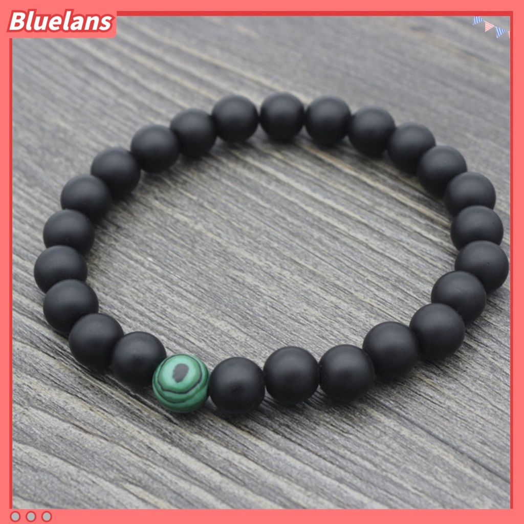 Bluelans 1pc / 2pcs Gelang Batu Malachite Pumice Imitasi Ukuran 8mm Untuk Pasangan