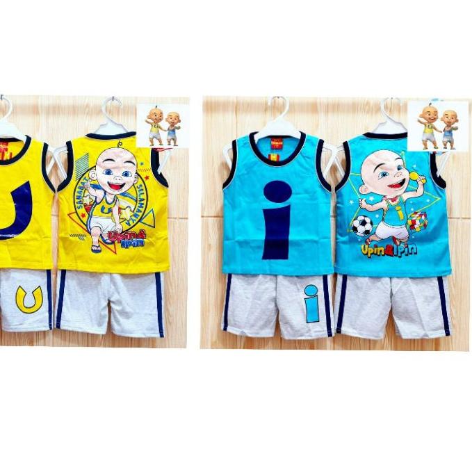 SETELAN BAJU ANAK UPIN DAN IPIN / SINGLET BAJU UPIN IPIN
