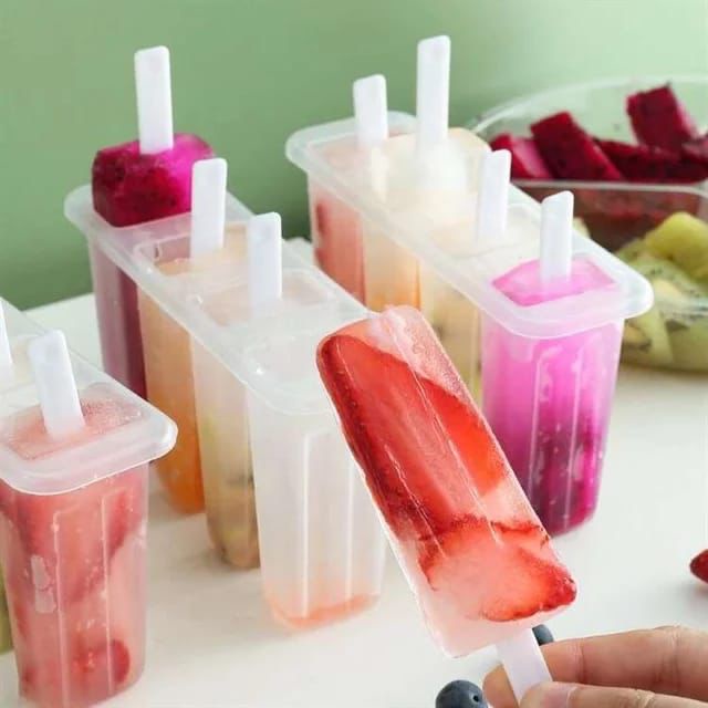 (clashop)CETAKAN ES KRIM LOLI Frozen Transparan 4 Sekat Plastic Frozen Popsicle