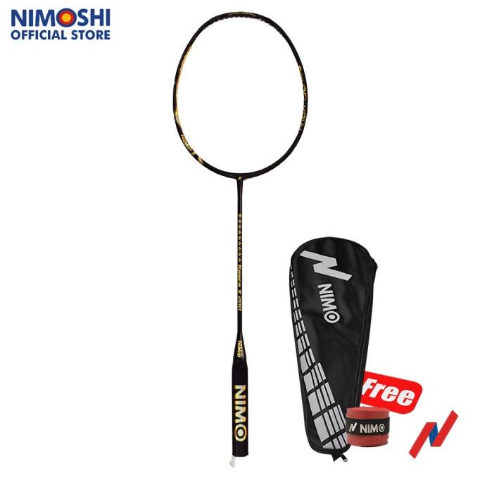 NIMO Raket Badminton SPACE-X 200 Black Gold + GRATIS Tas + Grip