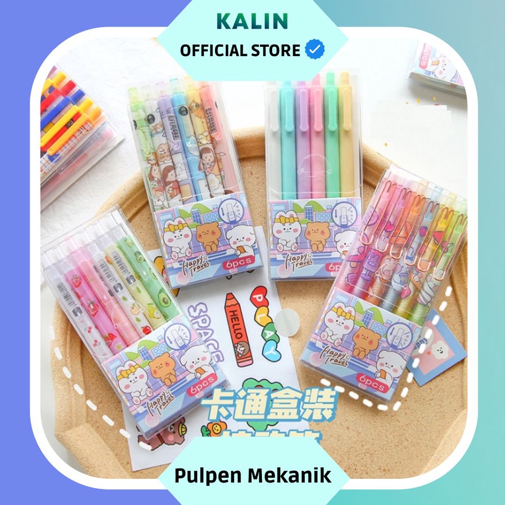 

6 PCS PULPEN GEL MEKANIK 0.5MM - BALLPOINT MEKANIK PGS - Pulpen Mekanik - BISA COD - GRATIS ONGKIR
