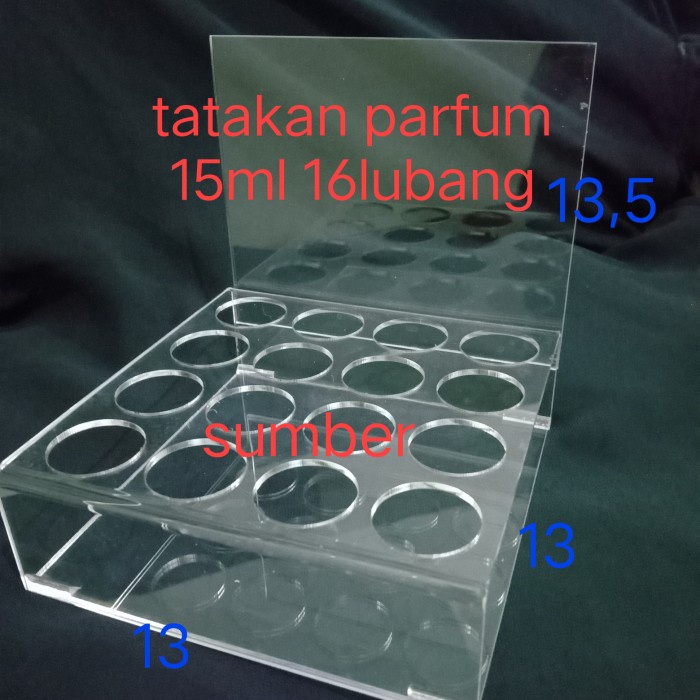 Receptacle Tatakan Parfum Akrilik/Mica Botol Sepray 15Ml 16 Lubang