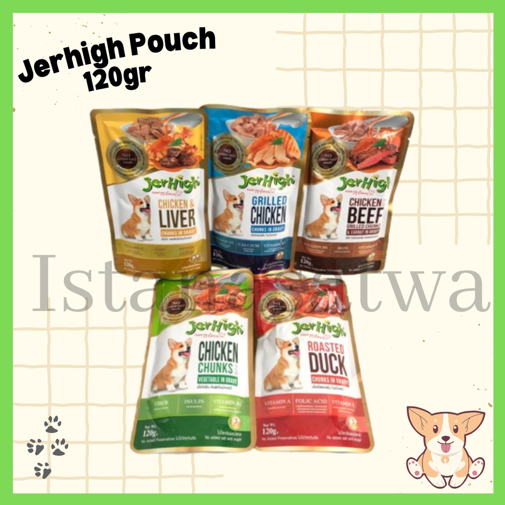Premium Jerhigh Dog Pouch 120gr WetFood - Makanan Anjing Basah