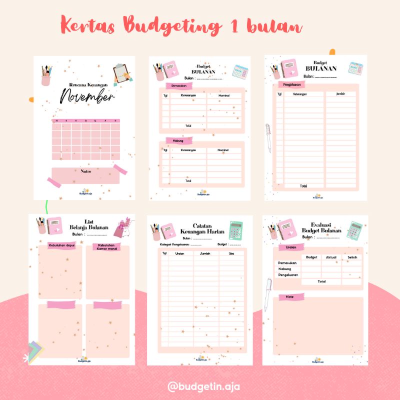 

kertas binder A5 bugeting monthly planner