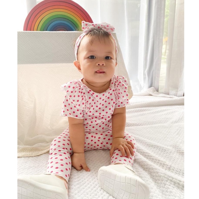 PROMO 7.7 plazababyku  MX FAYOLA setelan bayi motif bunga yang lucu free headband PART3