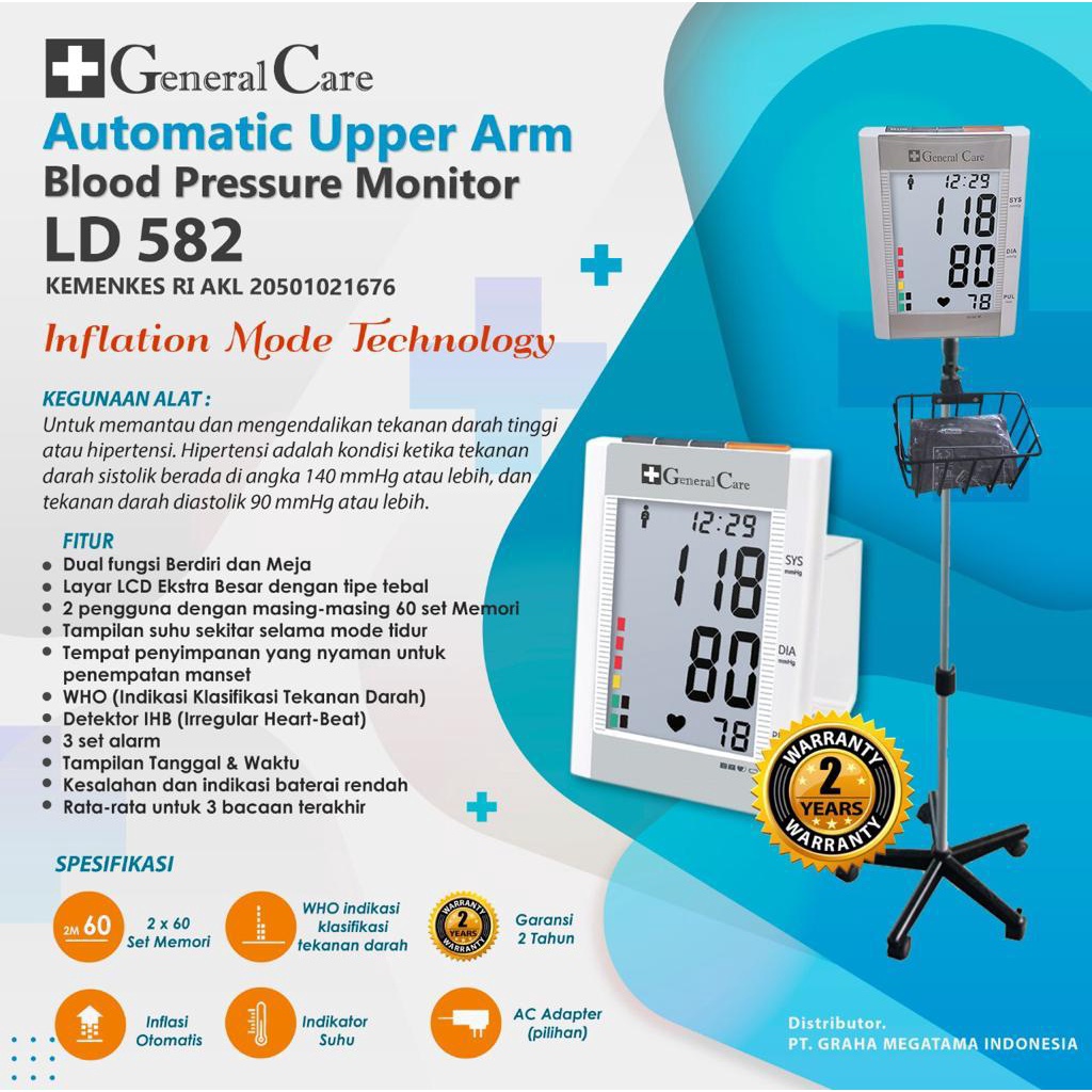 TENSIMETER DIGITAL GC GENERAL CARE LD 582 / LD-582 + TIANG STANDING MEDICALONLINE MEDICAL ONLINE