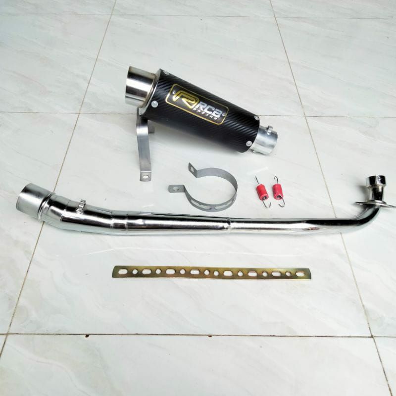 Knalpot Motor Racing merk Rcb carbon motor bebek supra, kaze r, kawasaki bebek 110/130, legenda, ast