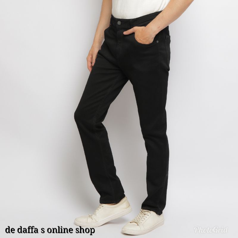 Best Seller - CELANA JEANS PRIA  PREMIUM STRETCH ALTISSIMO BASIC HITAM SLIM FIT