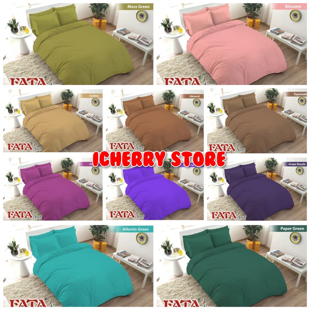 Full Set Bedcover + Sprei Fata 3D Polos Emboss Karet Rumbai King 180x200 Warna Almond, Golden, Tapen