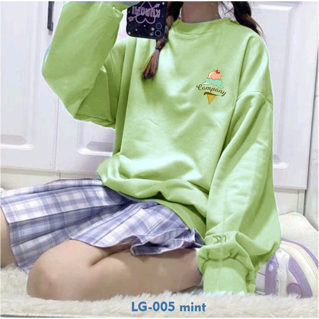 AA1- Sweater Oversize Wanita Fleece Pastel