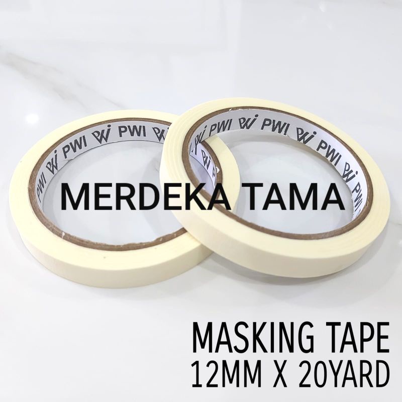 

Solasi Kertas Perekat Selotip Isolasi Masking Tape Krem PWI 12mm x 20yard
