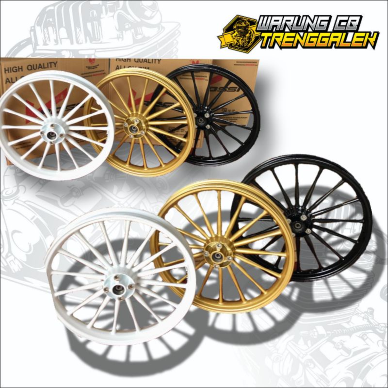 VELG VROSSI DOKAR PALANG 18 VELG DOKAR ROSSI  JUPITER Z NEW RX KING 160/185 RING 17 HITAM GOLD PUTIH