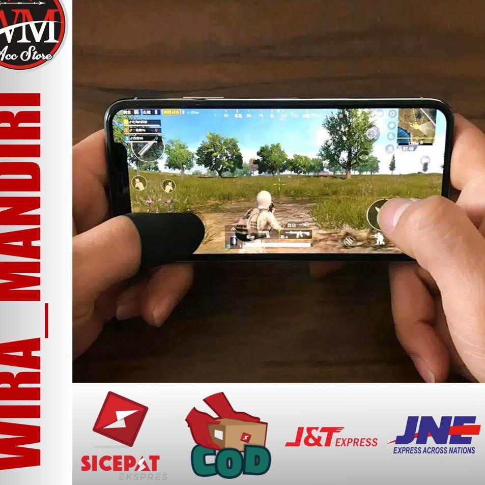 [KODE PRODUK FC8H94565] Sarung Jempol Jari Bahan Karet Touch Screen Anti Keringat Sepasang Untuk Gam