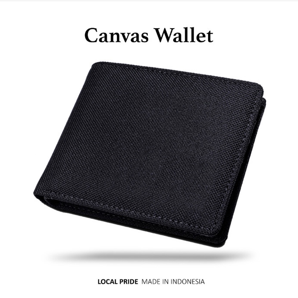 Dompet Kanvas Pria Dompet Canvas Cowok Dompet Gaul Dompet Pendek Pria Lipat Dua Bahan Kanvas Import berkualitas + Box