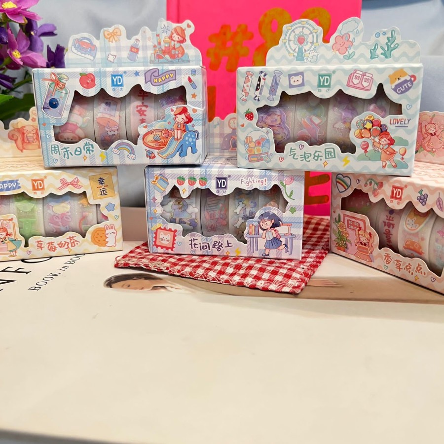 

WASHITAPE STICKER UNIK 1 KOTAK ISI 5 PCS MIX STICKER SELOTIP ESTETIK TERMURAH WASHI TAPE KOREA AESTETHIC READY 5 PILIHAN WARNA HADIAH KADO GIFT ANAK PREMIUM QUALITY BISA COD