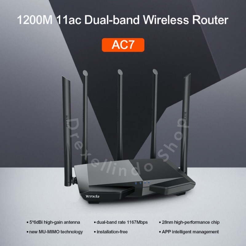 Tenda AC7 1200mbps Network Extender wifi router wall penetration antennas high-performance chip 2.4Ghz/5.0Ghz