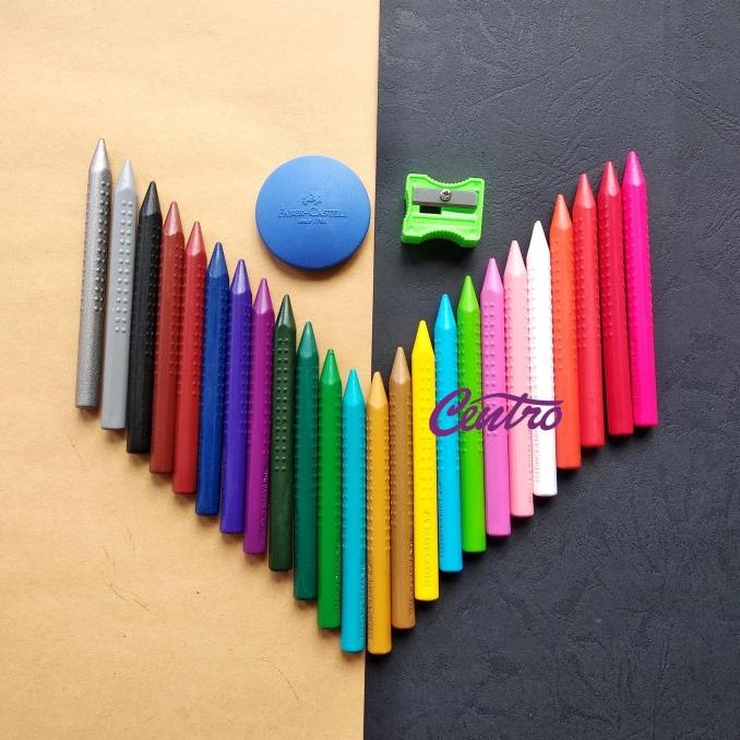 

(COD) Faber Castell Erasable Crayon + Sharpener And Eraser Krayon Isi 24
