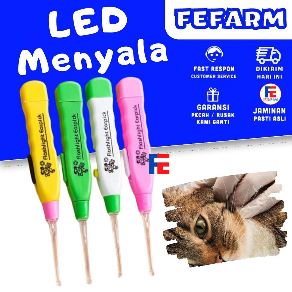 KOREK KUPING Kucing Senter LED Pembersih Telinga Kucing Anjing Kelinci Lampu LED FEFARM