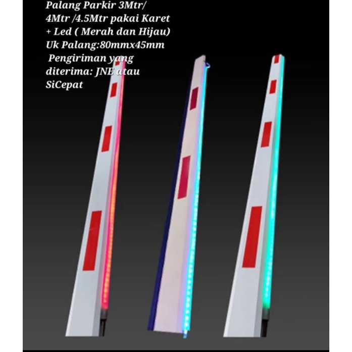 Palang Parkir 3 Mtr / 4 Mtr / 5Mtr + Karet + Lampu merah Hijau untuk Gate Barrier MX50 MX80