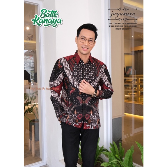 JAYASURA2 Kemeja Batik Pria Premium Lengan Panjang Full Furing Bahan Katun Halus Sragenan By Kanaya