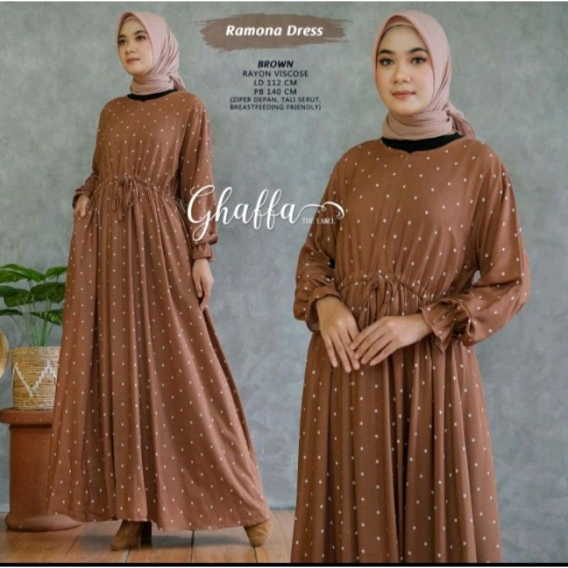 preloved ramona dress gamis polka ghaffa the label