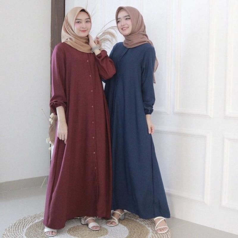 Syafin Fashion _ Cod / Bayar Ditempat Cod / Bayar Ditempat Gamis Pesta Gamis Nidia Full Kancing Busu