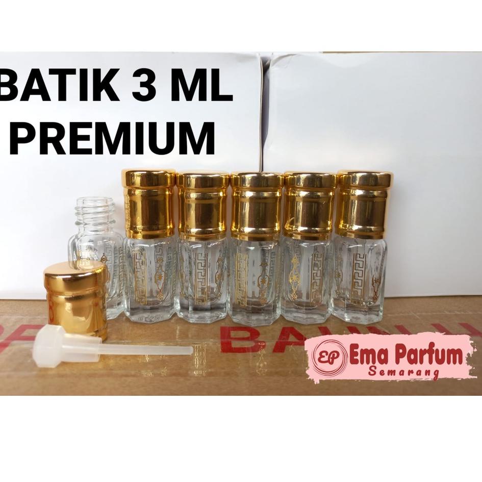 (1 LUSIN) TOLA BATIK 3 ML PREMIUM. KUALITAS TERBAIK. STICK PLASTIK. BOTOL PARFUM ANTIK 3 CC MODEL OL