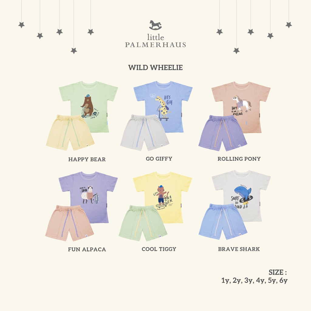 Baju Bayi Setelan Pendek Anak Little Palmerhaus - Wild Wheelie Set  1-6 Tahun