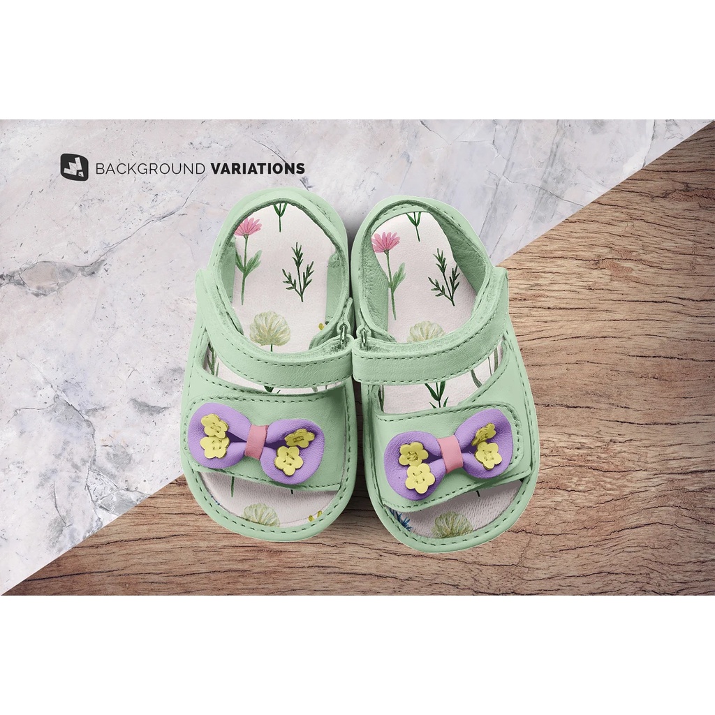 Topview Baby Sandals With Bow Mockup