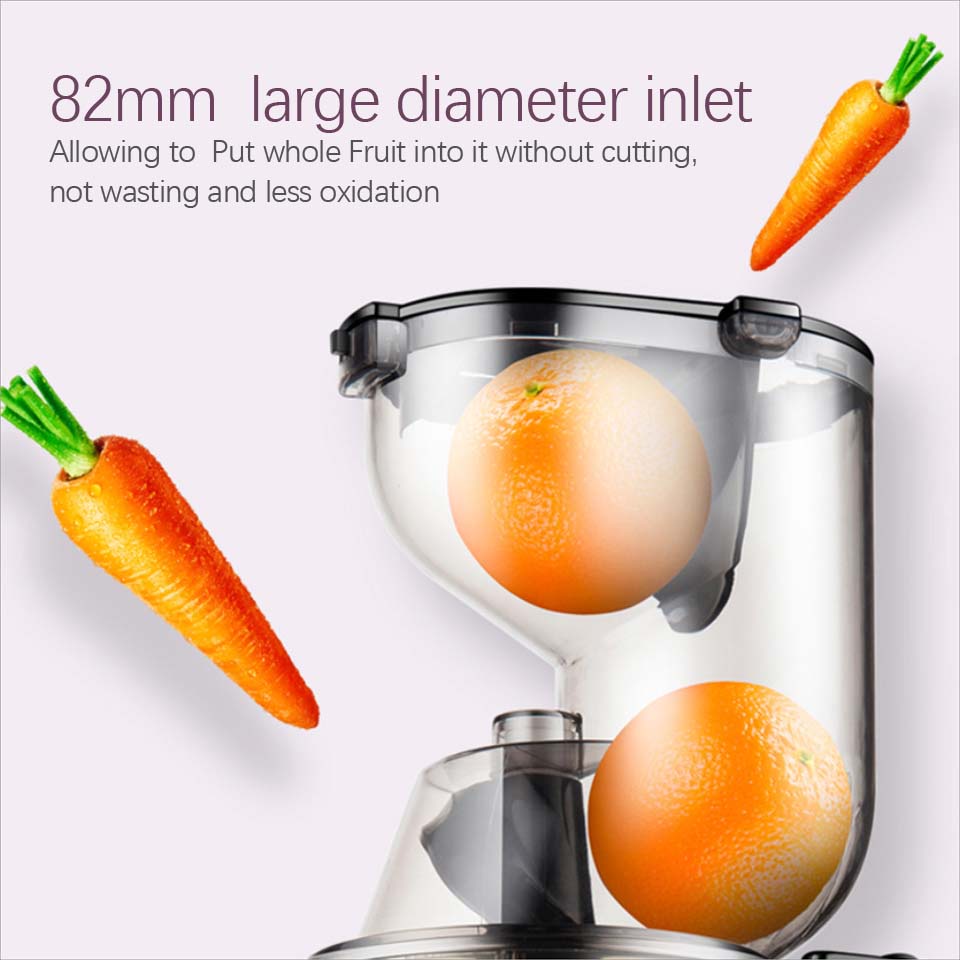 Large caliber juicer RPM 65 Slow Juicer Electric Fruit Juicer 150W Fruit Extractor Blender Slow Chewing Cold Press Juicer