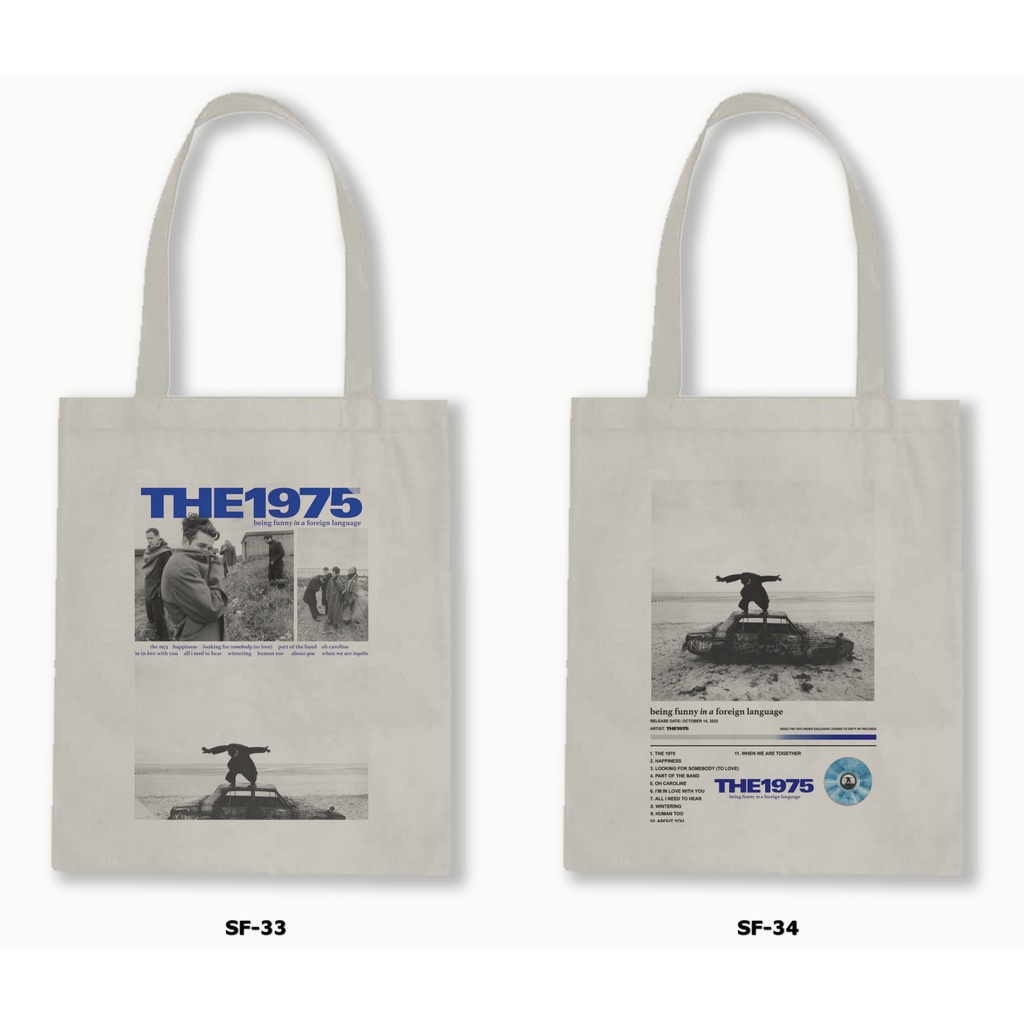 Tas Tote Bag Resleting Kanvas/Blacu  - The 1975 B