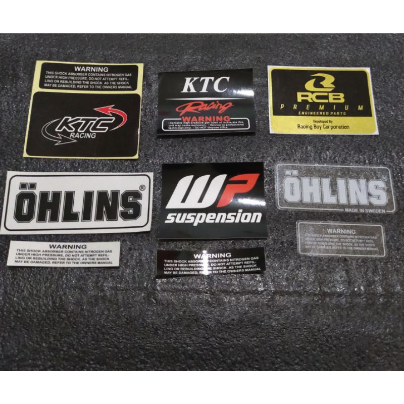 Sticker Tempelan Shockbreaker ktc Showa wp plus Warning ( harga Satuan )