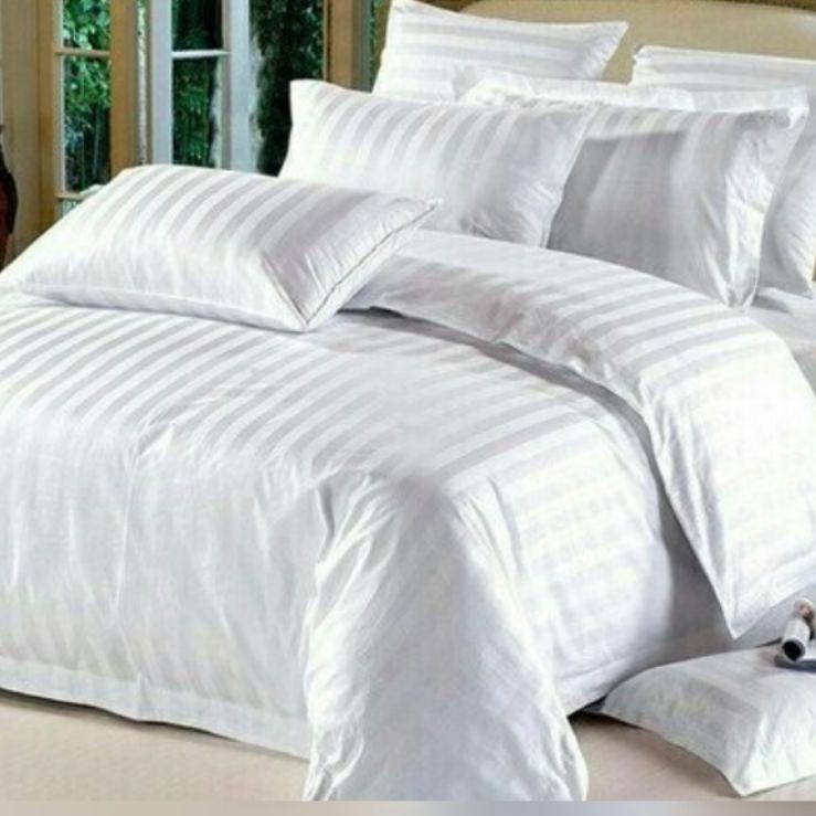 Super Laris--SPREI HOTEL SPREI ONLY | SPREI SAJA TANPA SARUNG BANTAL | SPREI SALUR PUTIH GARIS PUTIH