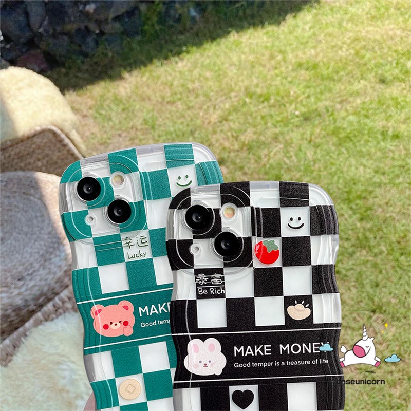 Couple Case Redmi 9 12C 10C 10A 9A 9T 10 9C NFC Redmi Note 8 9 11 10 11s 10s Note 11Pro+9pro 9s 10Pro Mi 11T Pro POCO M3 X3 Pro NFC Soft Wavy Edge Kotak-Kotak Lucu Smiley Back Sarung