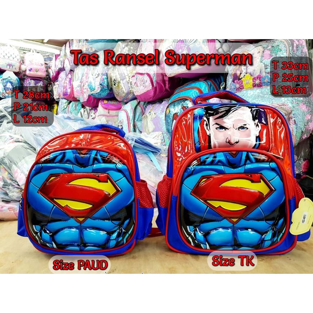 Tas Sekolah Ransel import Superhero Captain Batman Spiderman Tas Punggung Anak Playgroup TK Paud Anak Laki - Laki