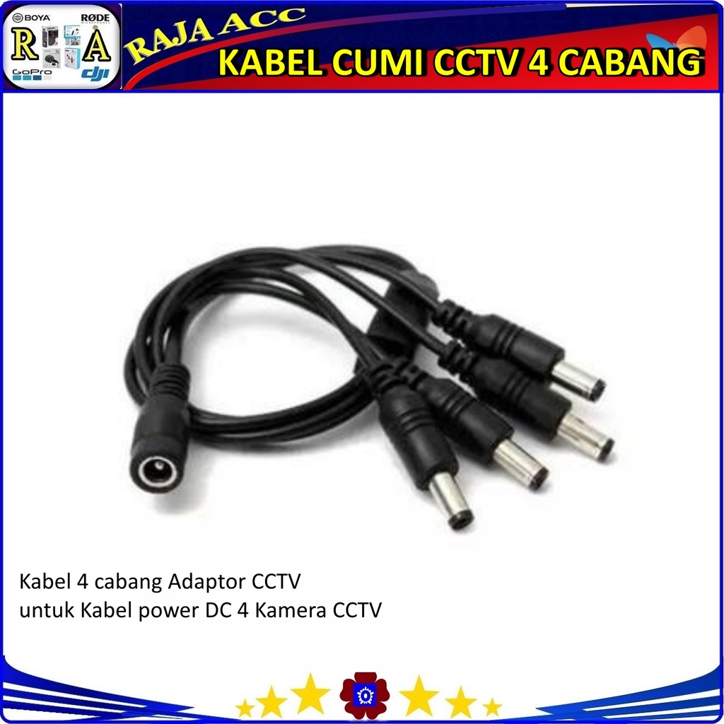 KABEL DC CUMI CABANG 4 KABEL / Kabel cctv Cumi 4 Cabang