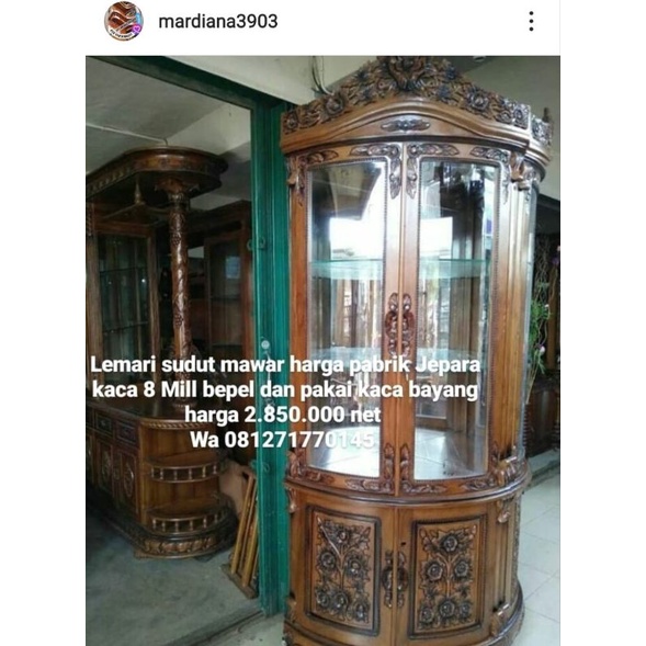 lemari sudut jati
