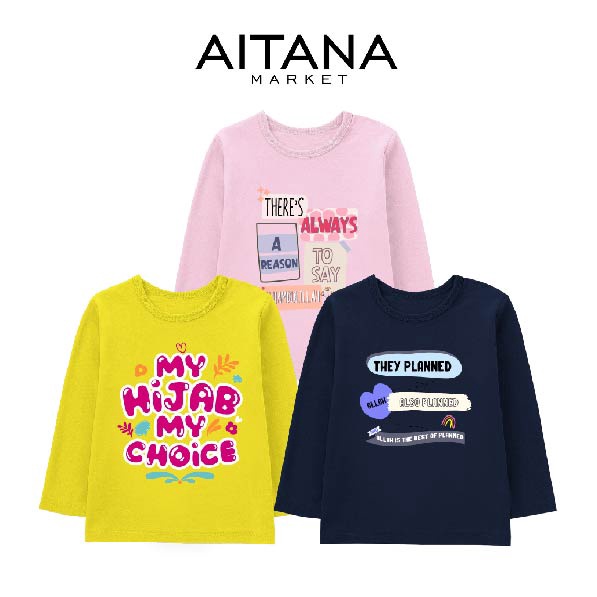 Baju Kaos Lengan Panjang Tema My Hijab Ready Bayi Anak Dewasa Bahan Katun Premium